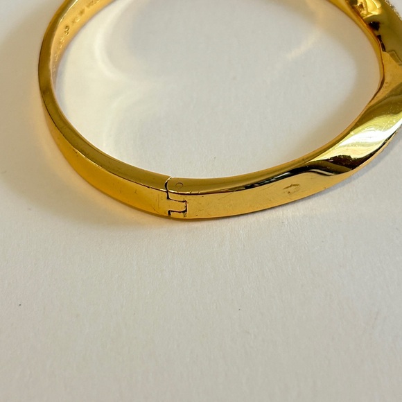 Kate Spade New York Gold Tone Set in Crystal Stone Hinged Bangle Bracelet - Picture 4 of 10